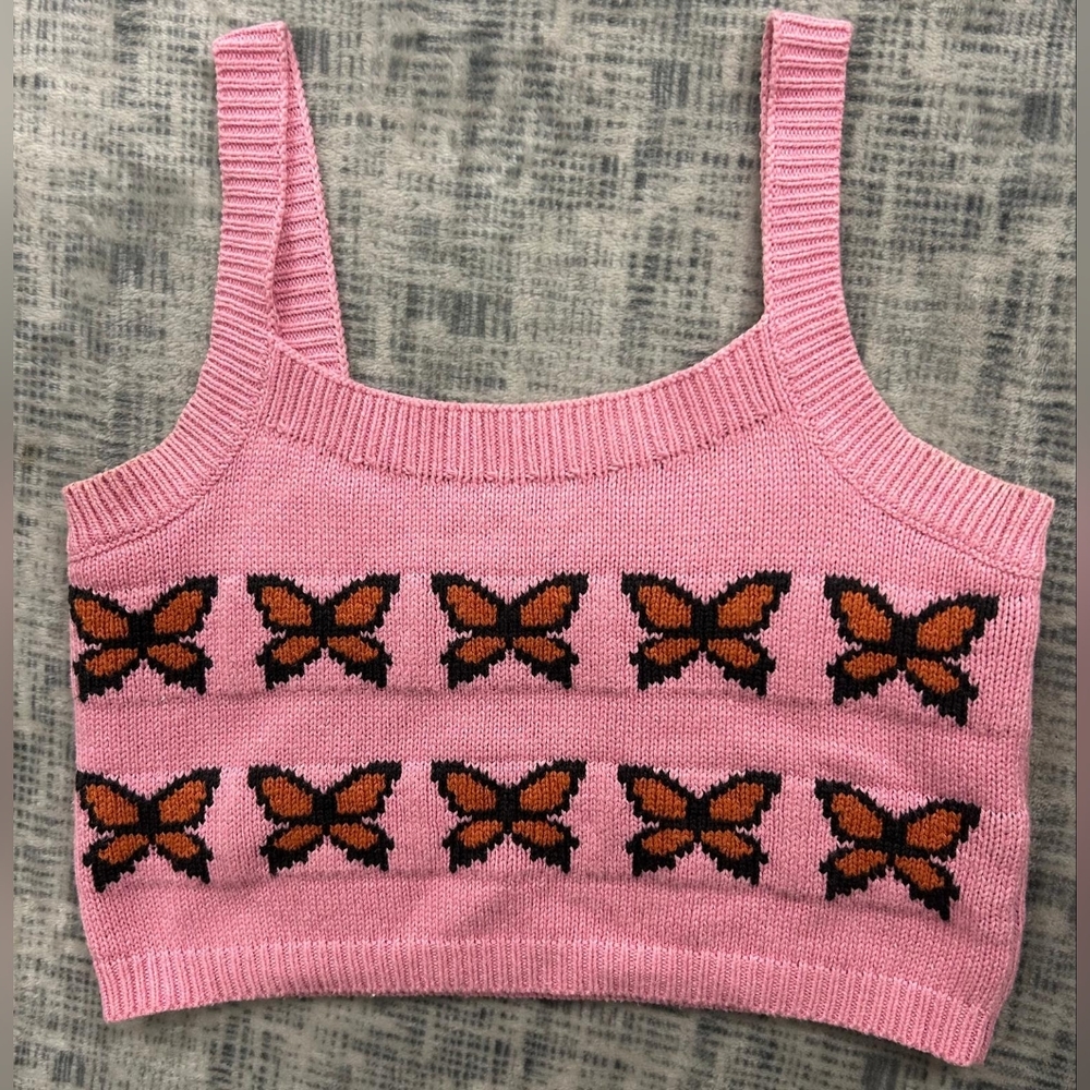 Levi's Pink and Orange Butterfly Knit Top